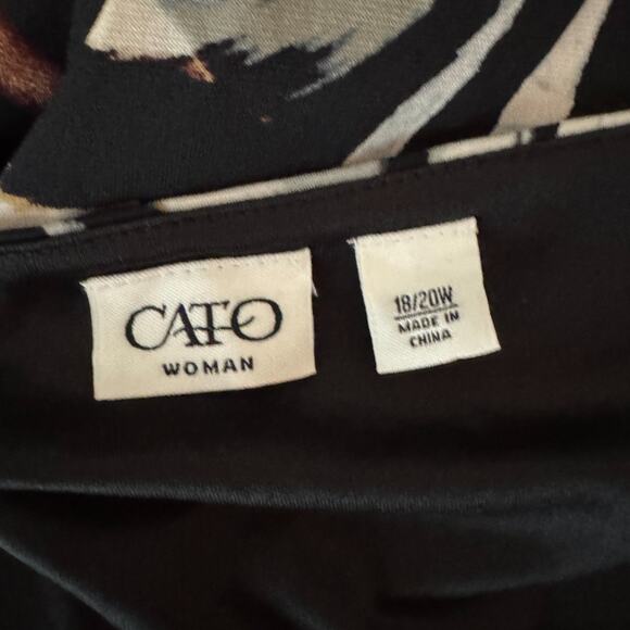 Cato Woman 18/20W Animal Print Long Sleeve Midi Dress Black Brown White - Picture 12 of 14